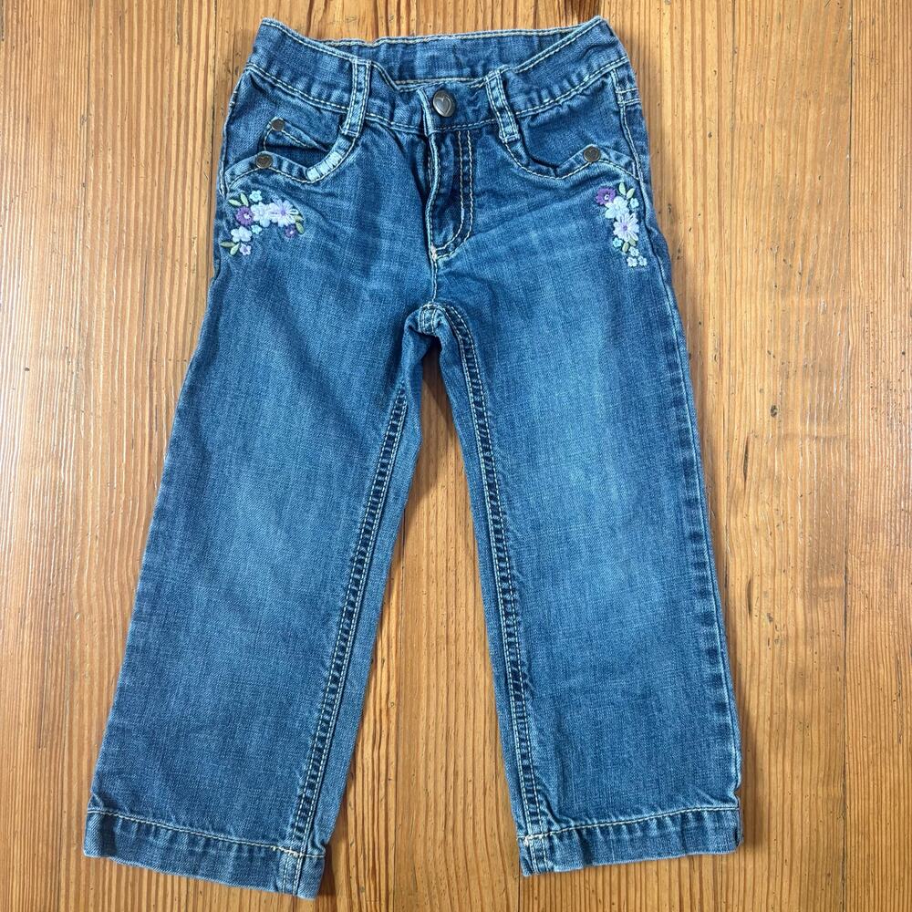 Gymboree 90s jean purple floral embroidered adjustable toddler jeans SIZE 3T